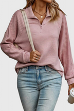 Helene | Jersey de Cuello en V con Cremallera y Manga Larga