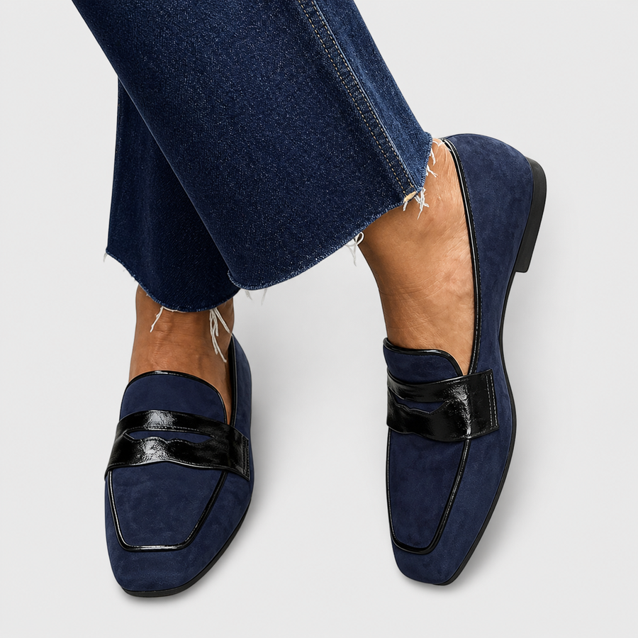 Hilaria | Mocasín de Piel Azul Marino