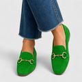 Eufemia | Mocasín Verde con Hebilla Dorada