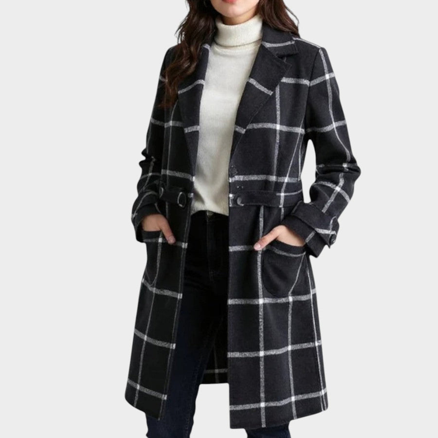 Adriana | Abrigo Clásico de Invierno con Estampado de Cuadros