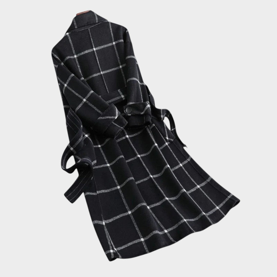 Adriana | Abrigo Clásico de Invierno con Estampado de Cuadros