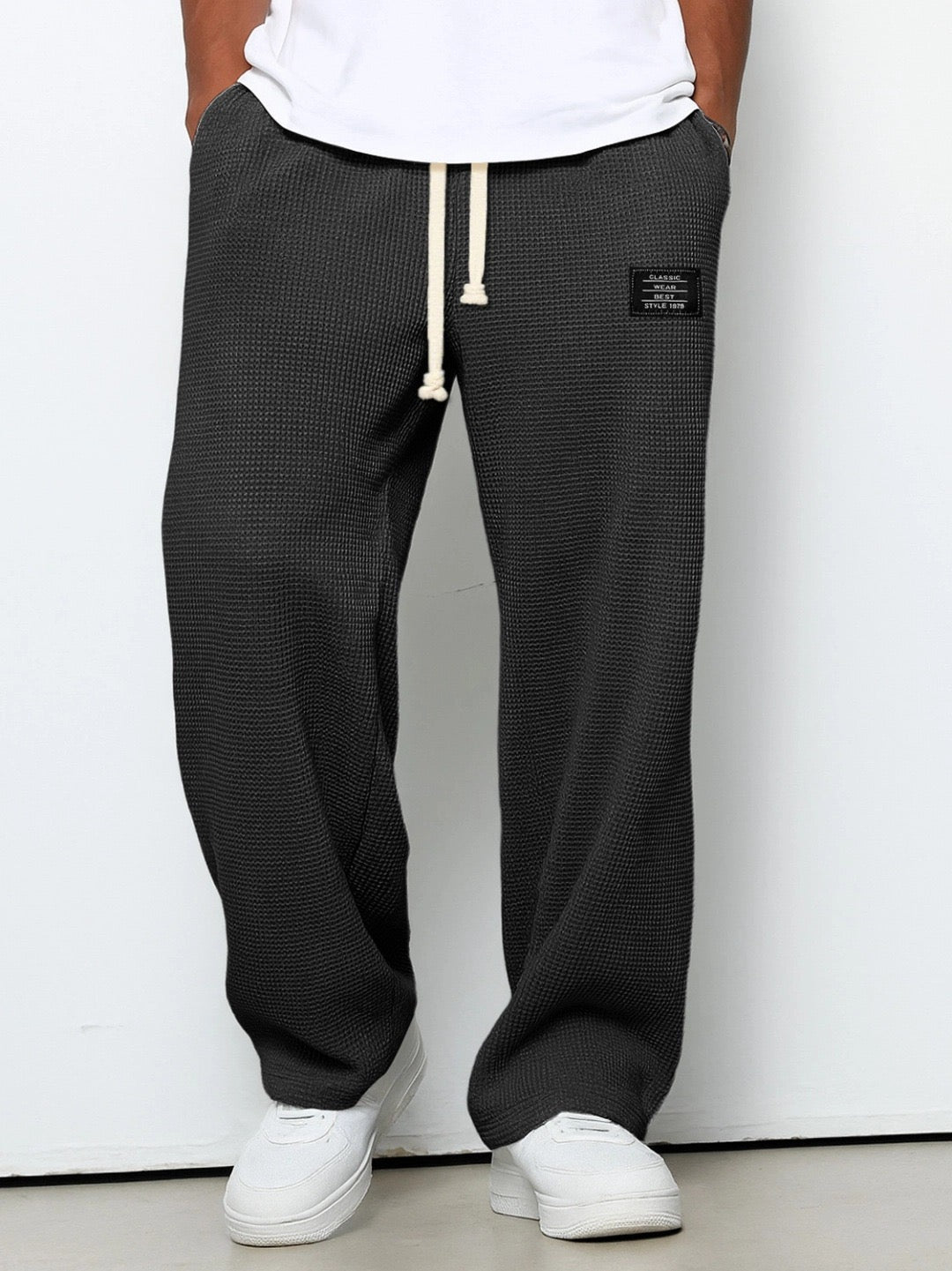 Lorenzo Pantalon Ancho Panal de Abeja - Negro