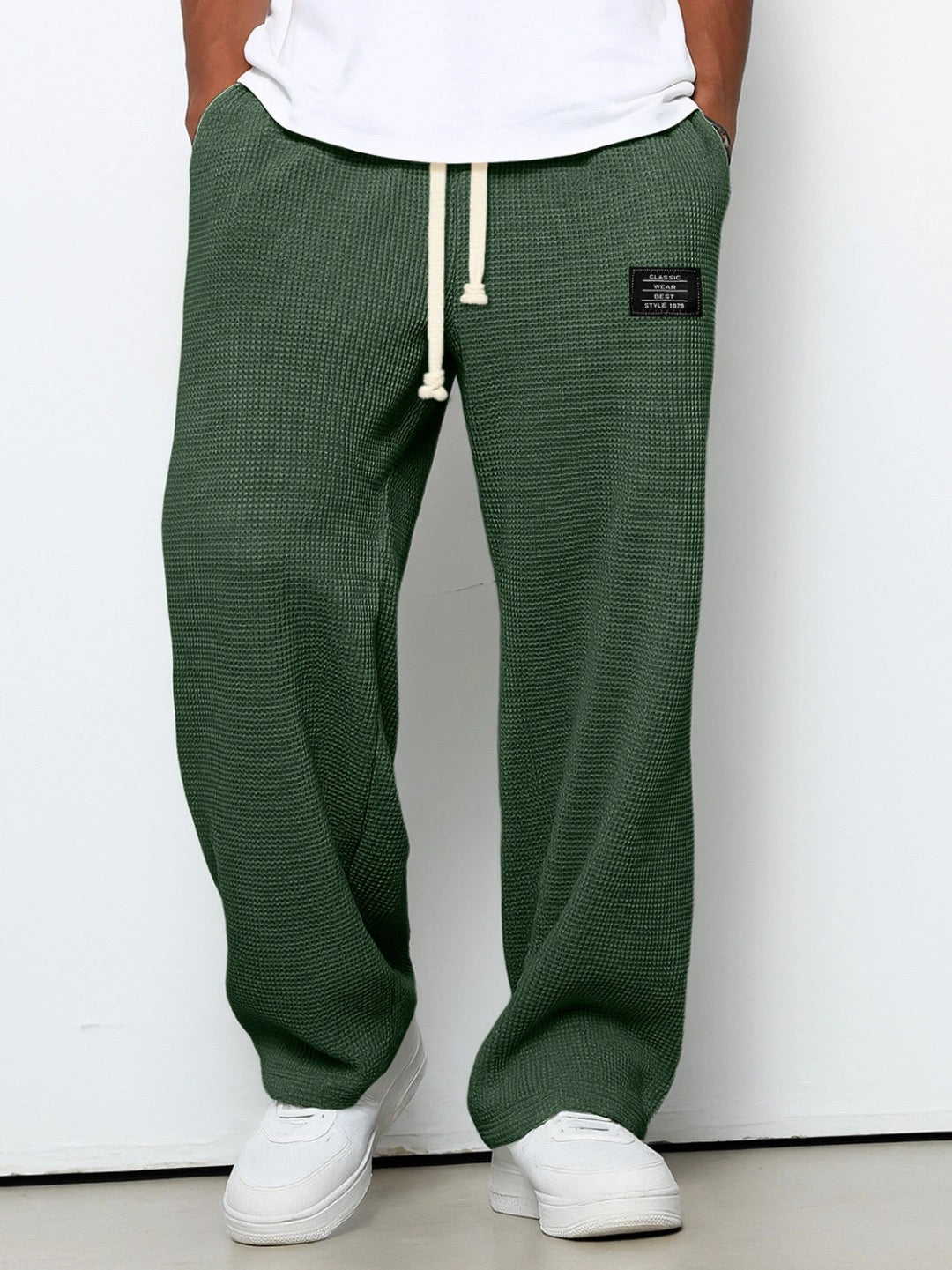 Lorenzo Pantalon Ancho Panal de Abeja - Verde Oscuro