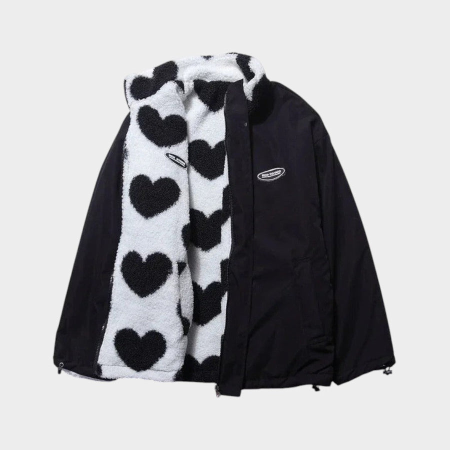 Dianne | Chaqueta reversible con estampado de corazones y diseño cómodo