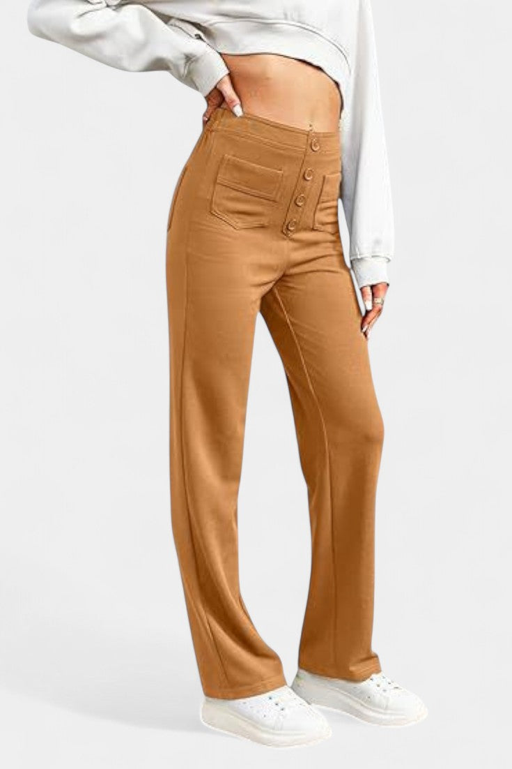 Nova Pantaloni Dritti a Vita Alta ed Elasticizzati