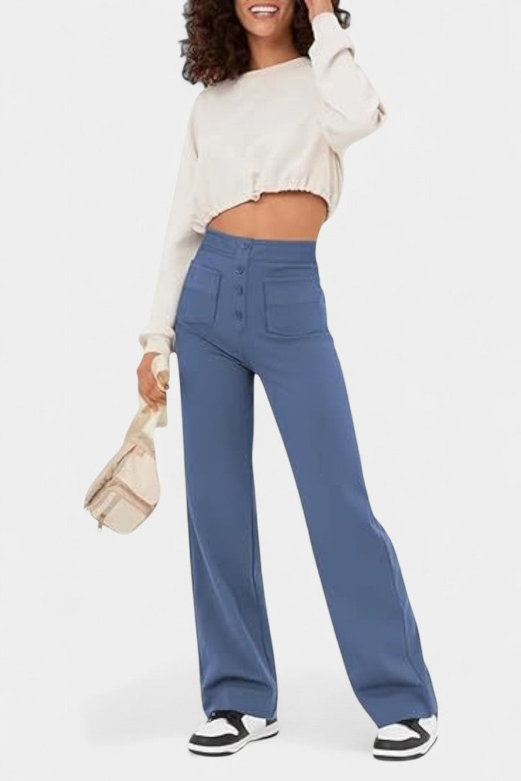 Nova Pantaloni Dritti a Vita Alta ed Elasticizzati