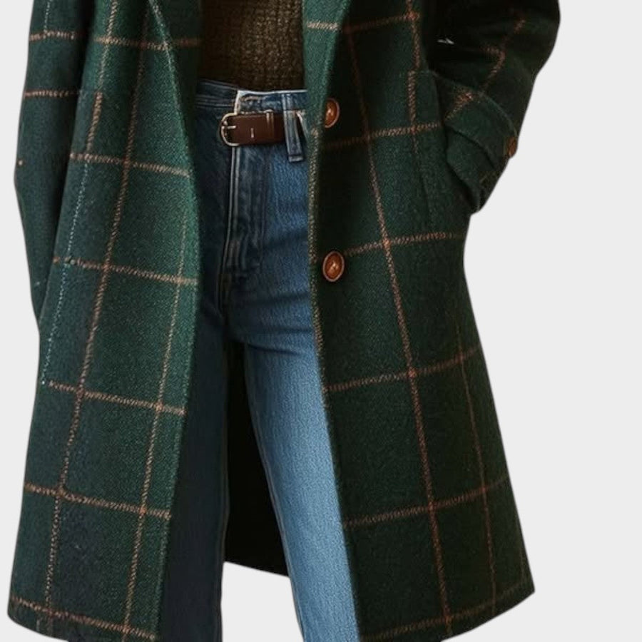 Adriana | Abrigo Clásico de Invierno con Estampado de Cuadros