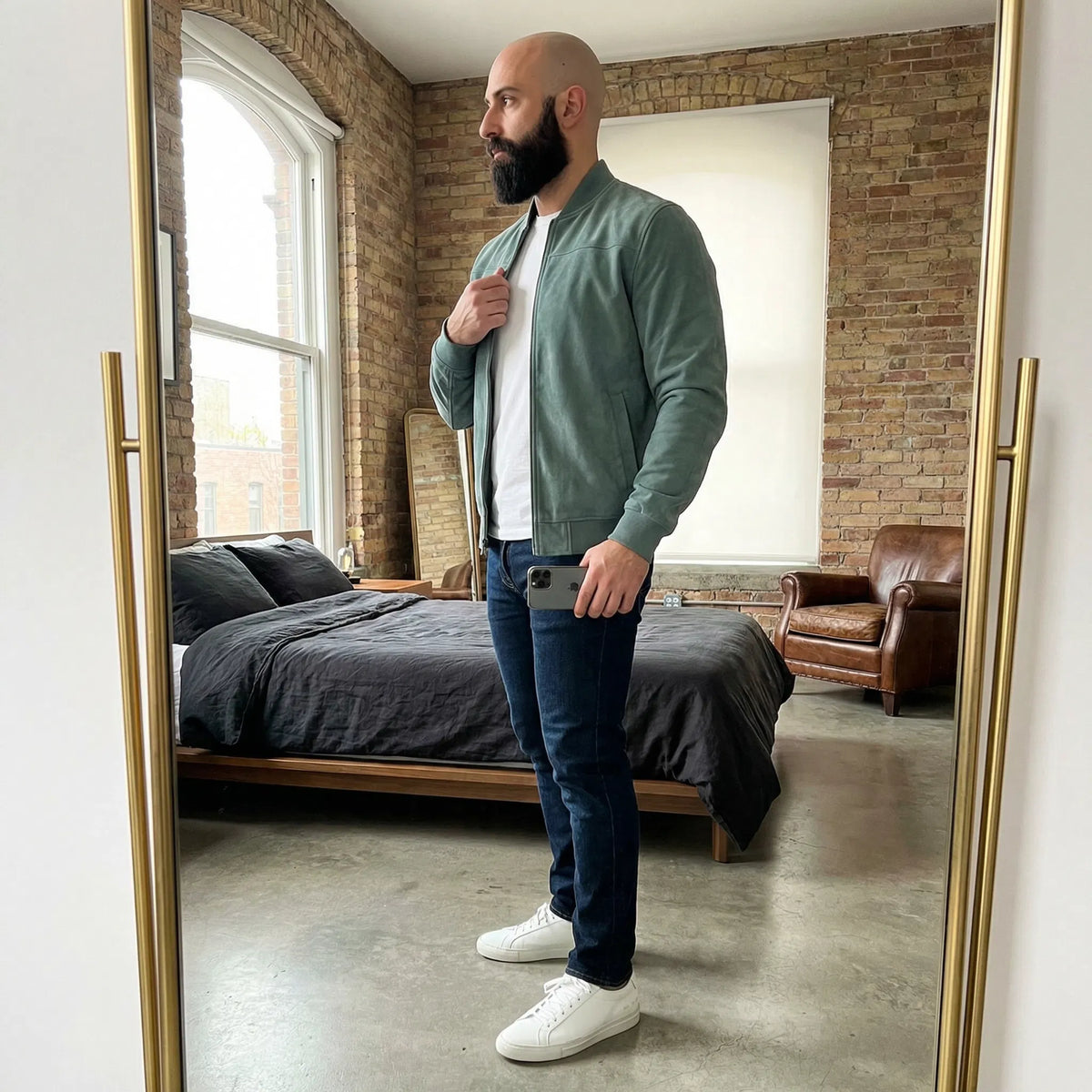 Riviera — Chaqueta Bomber de Ante