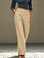 Valentina - Top Drapeado de Hombro Caído con Pantalón de Talle Alto y Pierna Ancha.
